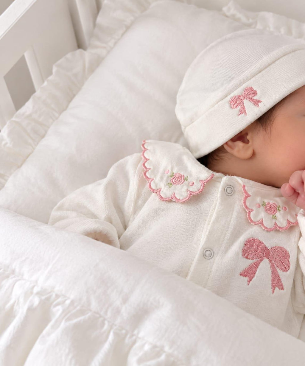 Minivello® Personalisiertes Baby-Set aus 100 % gekämmter Baumwolle mit Namensstickerei (3-teilig)